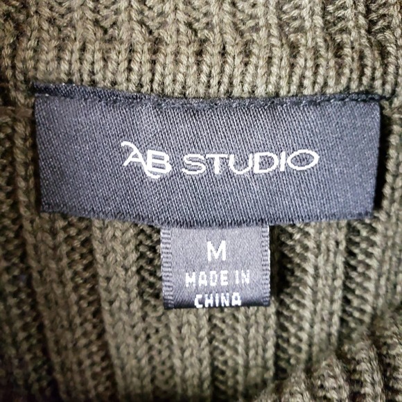 AB Studio Sweater Dress Womens Size Medium Cowl Neck Cable Knit Green - Picture 8 of 8